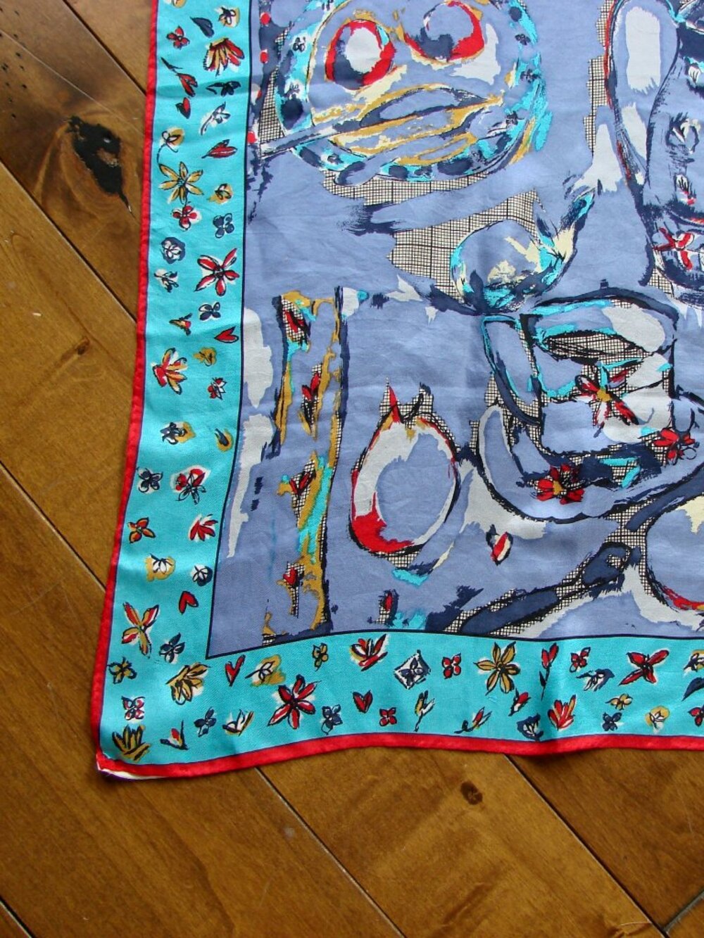 Vintage Perry Ellis 100% Silk Scarf Hand Rolled Japan Teapots Teacups Floral - Picture 2 of 15